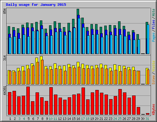 Daily usage for January 2015