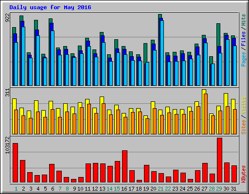 Daily usage for May 2016