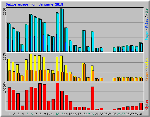 Daily usage for January 2019