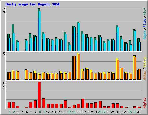 Daily usage for August 2020