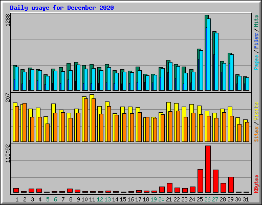 Daily usage for December 2020