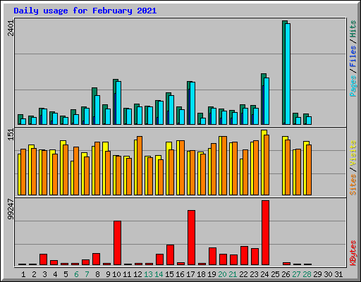 Daily usage for February 2021