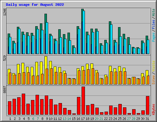 Daily usage for August 2022
