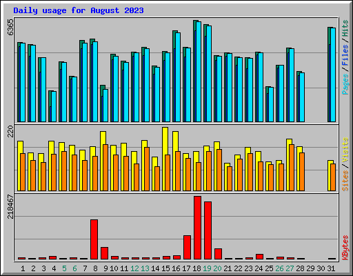 Daily usage for August 2023