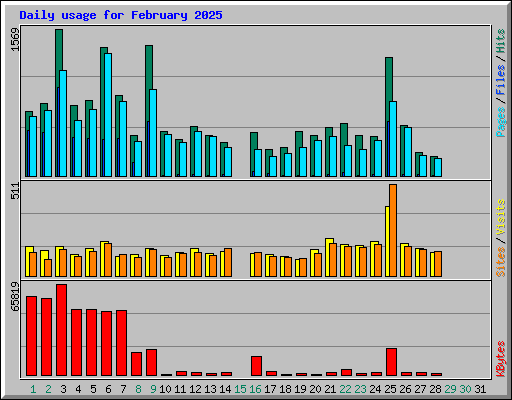 Daily usage for February 2025