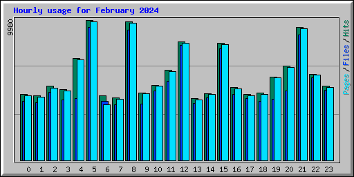 Hourly usage for February 2024